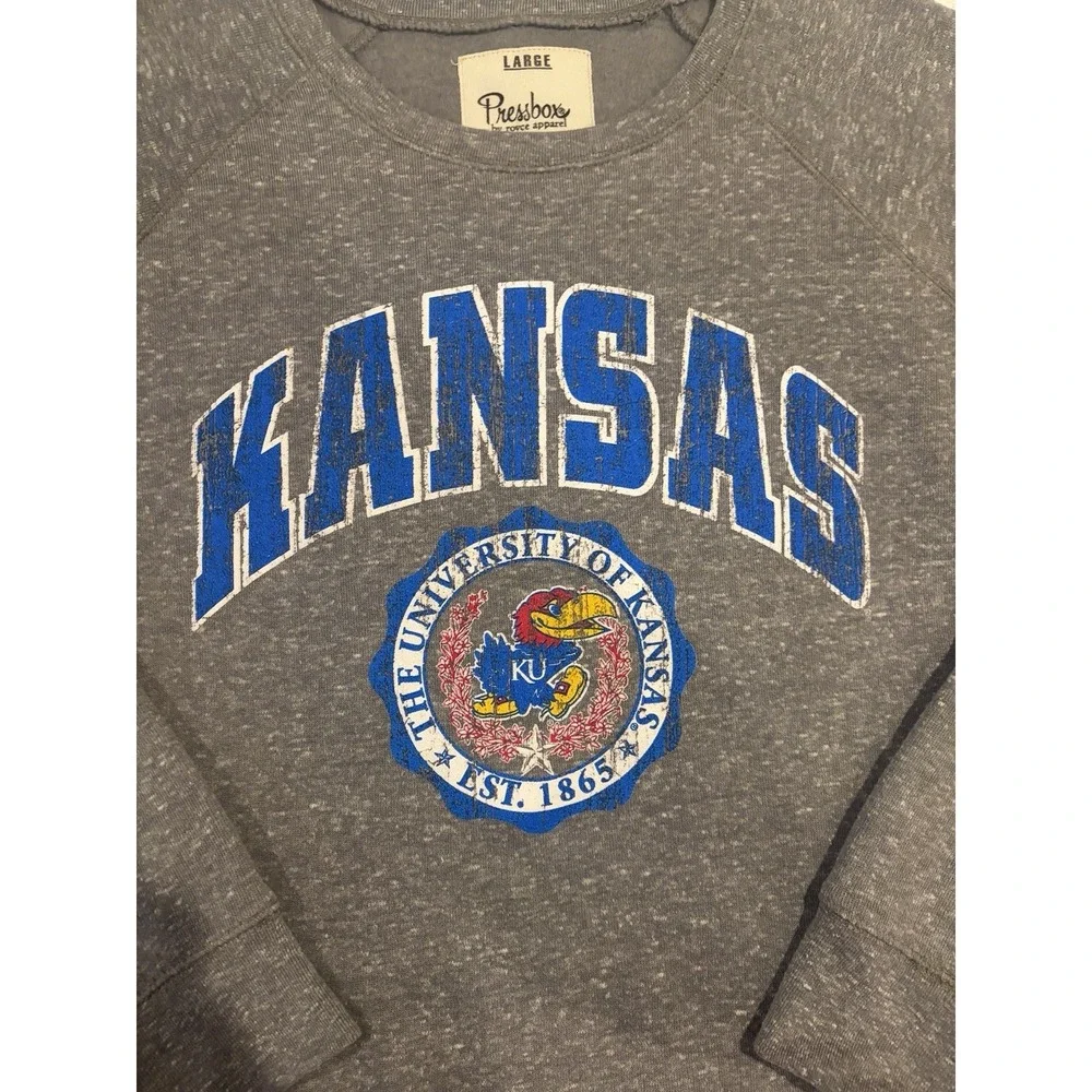 Pressbox Kansas Jayhawks Crewneck Sweatshirt Womens Large Gray Pullover Football